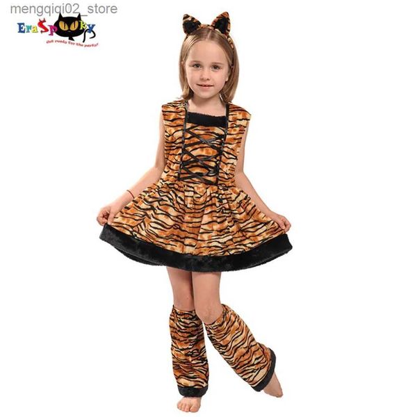 Traje temático Eraspooky Carnaval viene para niños Linda banda para la cabeza Niños Cosplay Encantador Halloween Ven Tigre Ven vestido para niñas Q240307