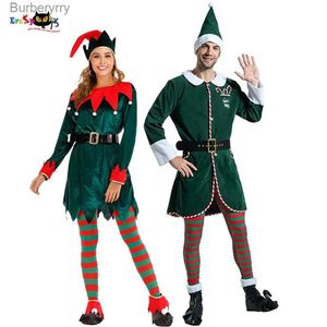 Costume à thème Eraspooky Deluxe Santa Claus Helper Cosplay Femmes Robe Vert Elfe de Noël Venez pour adulte Atelier de Noël Tenues du Nouvel An MenL231010