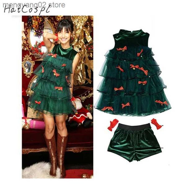 Thème Costume Mode Mignon Robe De Noël Fantaisie Japonais Corée Fête De Vacances Danse Venez Cosplay Adulte Femmes Robe En Dentelle Verte T2310