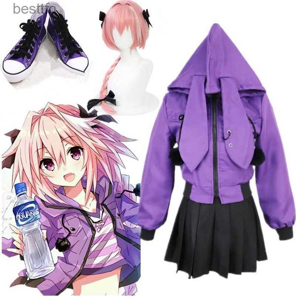 Traje temático Fate Grand Order FGO Apocrypha Cosplay Come FA Astolfo Cosplay Come Traje informal Abrigo conjunto completo cos pelucas con ShoesL231013