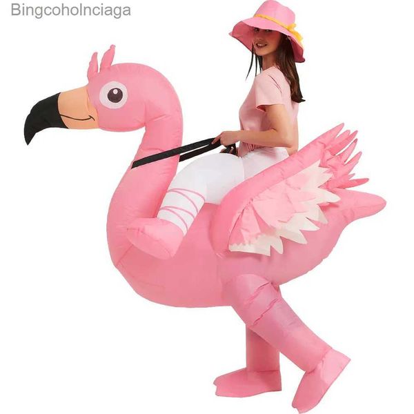 Disfraz temático Flamenco Iatable Ven a niños montados en unicornio Viene divertido conejito Fancy Cosplay Dress Party Halloween Viene para adultos L231013