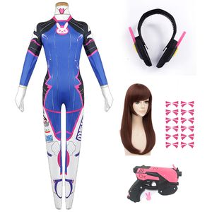 Tema Traje Juego Dva Cosplay Traje Juego Mujer Adulto Niño Lycra Impresión 3D Spandex Fiesta de Halloween Zentai Peluca Trajes Pistola D.Va cos 230530