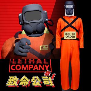 Themakostuum Spel Horro Lethal Company Vermomming Cosplay Kom Oranje Jumpsuits Masker Fancy Kleding Halloween Rollenspel Feest voor volwassenen