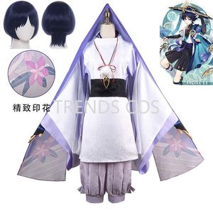 Traje temático Genshin Impact Scaramouche The Wanderer Cosplay conjunto completo incluye tocado peluca ropa de uso diario trajes 230408