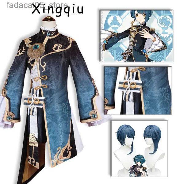 Traje temático Genshin Impacto Xingqiu Cosplay Anime Hombres Mujeres Traje Viene Uniforme Peluca Juego Nuevo personaje Juego de rol 2022 Cabello Halloween Q240130