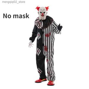 Costume à thème Halloween Adulte Effrayant Clown Maléfique Cirque Cosplay Venez Vintage Hommes Bloody Killer Clown Carnaval Pâques Déguisement Q231010