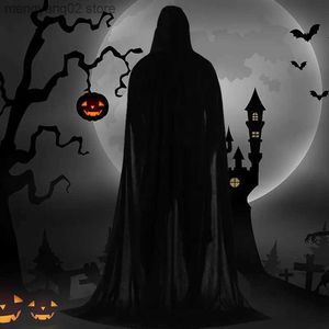 Thème Costume Halloween Cape Cape Velours Unisexe À Capuchon Cape Grim Reaper Diable Sorcière Longue Cape Halloween Party Cosplay Come Decor T231011