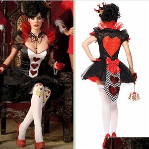 Themakostuum Halloween Carnaval Sexy Koningin Cosplay Vrouwen Fancy Dress Met Hartpatroon Stadiumkleding Outfit275D Drop Levering Kleding Dh9Jl