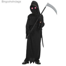 Disfraz de tema Halloween Horror para niños Red Eye Reaper Come Scythe Devil Dark Messenger Ghost Cosplay SetL2310281