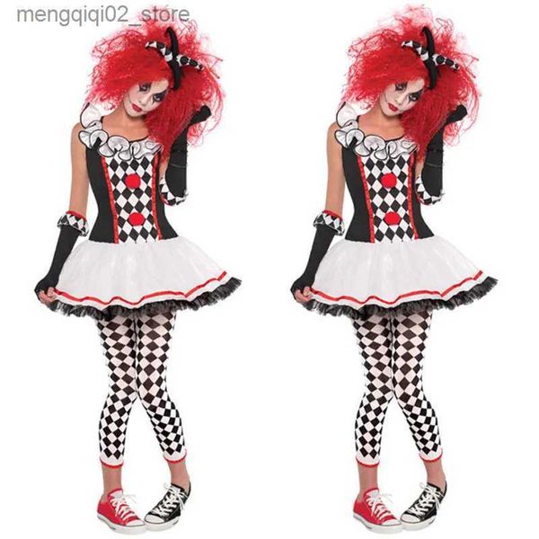 Thème Costume Halloween Venez pour les femmes Cirque Clown Joker Venez Horreur Cosplay Vient Adulte Party Stage Performance Robe Q231010