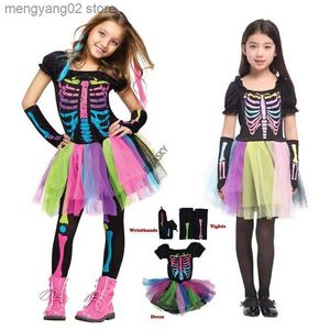 Thème Costume Halloween vient pour les enfants gril Squelette arc-en-ciel Effrayant sorcière vampire cosplay enfant déguisement costume de carnaval Noël T231013