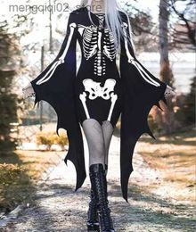 Themakostuum Halloween voor dames Gothic Middeleeuws Cosplay Jurk Forest Elf Pixie Come Zwart Bodycon Mini Bandage Bat Wing Disfraz Q240307