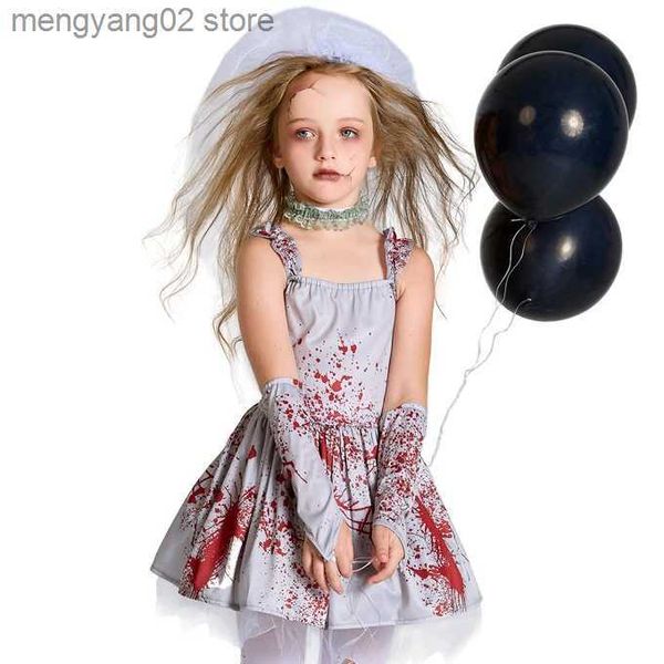 Traje de tema Halloween Corpse Bride Scary Girls Come Kids Niños Bloody Walking Dead Zombie Cosplay Carnaval Purim Juego de rol Vestido de fiesta T231013