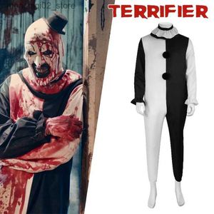 Thème Costume Halloween Cosplay Effrayant Terrifier Art Le Clown Venez Masque Costume Horreur Mal Joker Latex Masques Combinaison Carnaval Dress Up Party Q231010