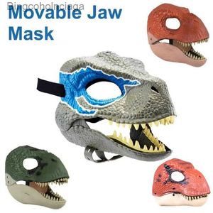 Costume à thème Halloween Masque de dinosaure Accessoires de jeu Jurassic World Raptor Masque de dinosaure Halloween Cosplay Venez pour les enfants Festival Carnaval GiftL231008