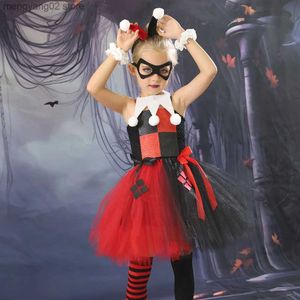 Costume à thème Halloween Enfants Clown Femme Tutu Robe Filles Carnaval Harley Squad Quinn Cosplay Performance Venez Fête D'anniversaire Dress Up T231013