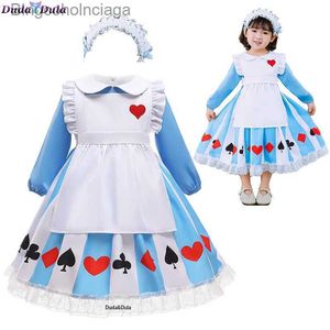 Traje de tema Halloween Niños Niñas Anime Alice Fiesta de cumpleaños Vestido Niño Sissy Maid Lolita Cosplay Ven Princesa Vestido Maid ClothesL231013