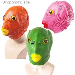 Themakostuum Halloween Masker Bal Cosplay Latex Groene Vissenkop Masker Dierenkop Set Grappig masker cosplay Volledig gezicht latex dier propL231008