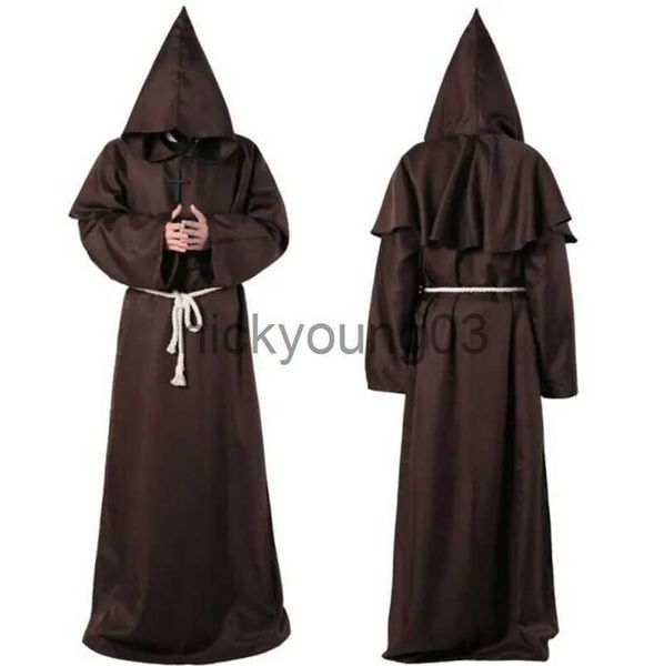 Thème Costume Halloween Médiéval Chrétien Frère Prêtre Robes Sorcière Assistant Cape Cape Fête Mort Fantôme Vampire Diable Cosplay Costumes x1010 x1011