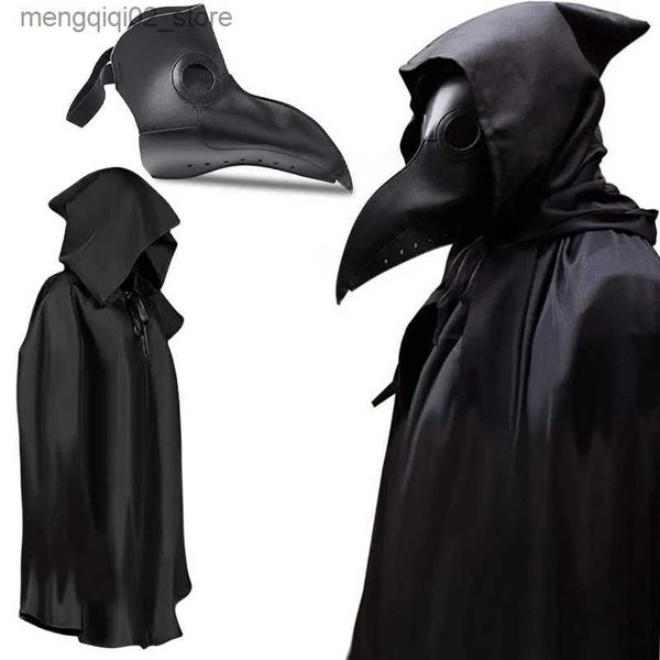 Traje temático Halloween Medieval Plaga Doctor Cosplay Ven Muerte Doctor Schnabel Máscara Capa Capa Fiesta de Halloween Uniforme Adulto Hombres Mujeres Q240307