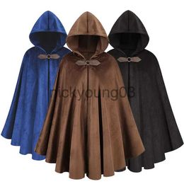 Disfraz temático Halloween Medieval Renacimiento Cape Abrigos Disfraces de cosplay Venado Capa de gamuza Mujer Vintage Con capucha Carnaval Dress Up Party x1010