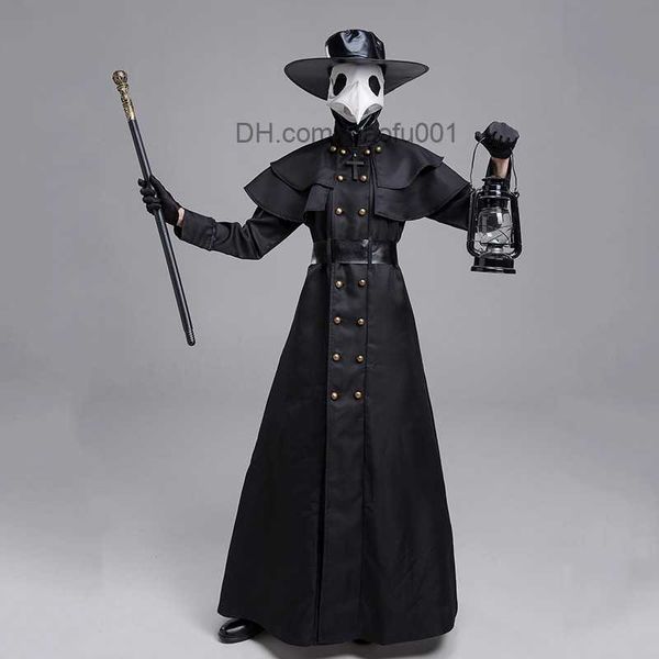 Thème Costume Halloween Moyen Âge Robe À Capuche Peste Médecin Porte Un Masque pour Hommes Moine Jeu De Rôle Steampunk Pasteur Horreur Assistant Cape 5XL Z230804