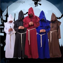 Traje temático Monje de Halloween Wicca Cloak Robe para hombres y mujeres Larp Witch Come Carnaval Fiesta Fantasma Vampiro Cosplay Vestido DW002L231013