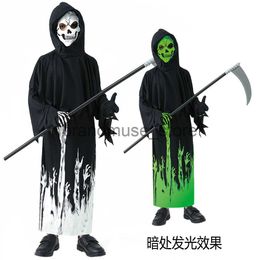 Costume à thème Halloween Party Cosplay Costumes de jeu de rôle Costumes de fantômes pour enfants de Dieu de la mort qui brillent dans le noir J231024