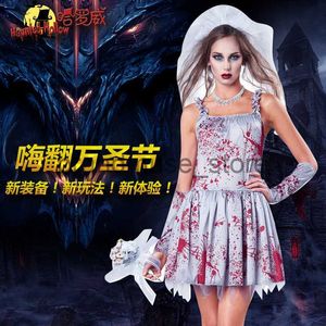 Costume à thème Produits d'Halloween Festival fantôme Terreur Mariée fantôme sanglante avec vêtements pour adultes tachés de sang Vêtements pour femmes M2055 J231024