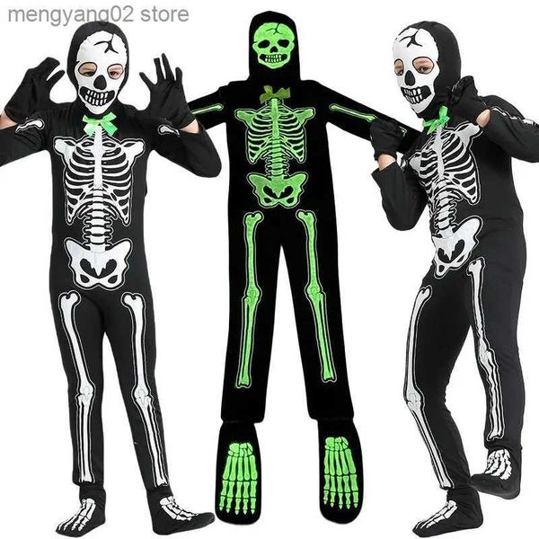 Costume à thème Halloween Crâne Squelette Enfants Body Nightglow Combinaison Carnaval Mascarade Ball Party Cosplay Halloween Livré pour les enfants T231011