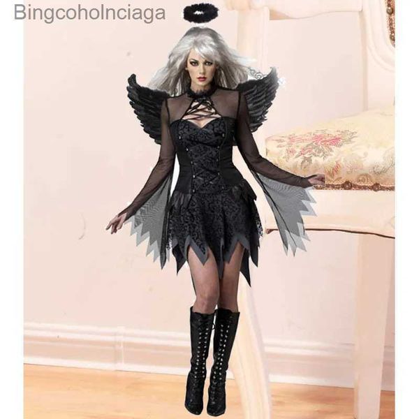 Traje temático Halloween Vampiro Cosplay viene para mujeres Fantasma Novia Ángel oscuro Tutu Vestido Batwing Set Gótico Sexy Carnaval Vestidos de fiesta L231013