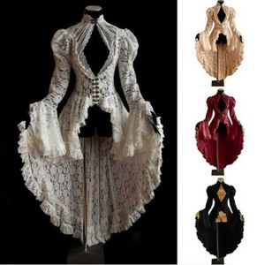 Themakostuum Halloween Vintage Middeleeuwse Renaissance Cosplay Komt Jurk Dames Gothic Kant Bandage Zwart Fancy Dress Maxi Jurk Vestidos Q231010