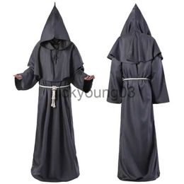 Costume à thème Costume de magicien d'Halloween Cosplay Robe à capuche médiévale Costume de moine Robes de frère Costume de prêtre Vêtements anciens Costume chrétien x1010 x1011