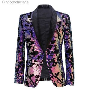 Costume à thème Blazer de haute qualité pour hommes, style européen et américain, paillettes, boîte de nuit, hôte de soirée, animateur, meilleur homme, veste de costume SlimL231013