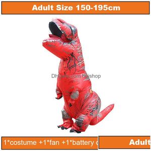 Themakostuum Hoge kwaliteit mascotte opblaasbare T Rex cosplay dinosaurus Halloween-kostuums voor vrouwen Adt Kids Dino Cartoon Drop Delivery Dharb