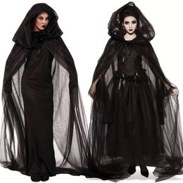 Disfraz temático Novia de terror Disfraz aterrador Bruja fantasma Capa medieval Uniforme Espectáculo de fiesta Vestido negro Disfraz de carnaval para vestido de fiesta de Halloween 230825