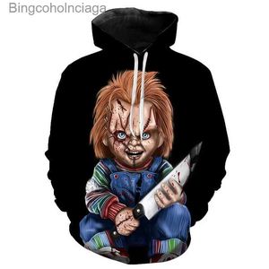 Thème Costume Film D'horreur Chucky Sweat À Capuche Pour Homme Mode 3D Imprimé Sweats À Capuche Femmes Cool Hip Hop Harajuku Streetwear Halloween ComeL231013