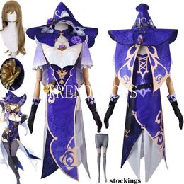 Themakostuum Jacquard Fabric Game Genshin Impact Lisa Minci Witch Role-Playing Clothing inclusief jurken hoeden kousen pruiken 230404