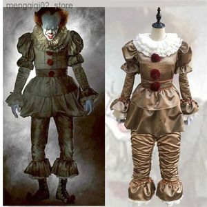 Traje de tema Joker Adulto Pennywise Cosplay Venir Fiesta de Halloween Payaso Stephen King Hombres Mujeres Cos Trajes Traje de moda Uniforme Niños Q231010