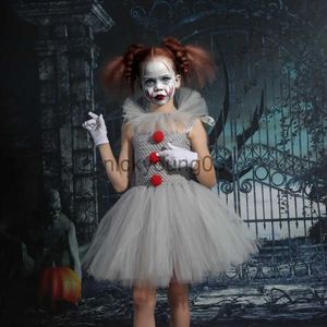 Disfraz temático Joker Pennywise Girls Mesh Tutu Vestido Horror Joker Disfraz de Halloween Disfraces de cosplay Niños Vestidos de lujo Ropa de rendimiento x1010