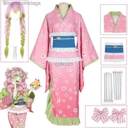 Traje temático Kanroji Mitsuri Cosplay rosa Ven Kisatsutai Kimono sexy Halloween Ven peluca Anime Demon Slayer Kimetsu No Yaiba CosplayL231013