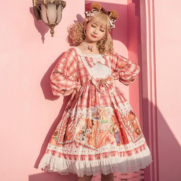 Tema disfraz kawaii lolita op de princesa manga larga dulce cosplay japonesa linda chica anime harajuku cuello cuadrado