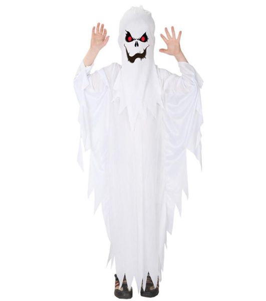 Disfraz temático Niños Niños Niños Espeluznante Disfraces de fantasmas blancos Túnica Capucha Espíritu Halloween Fiesta de Purim Carnaval Juego de rol Cosplay 5897081