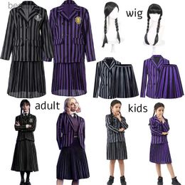 Themakostuum Kinderen Kinderen Woensdag Addams Woensdag Cosplay Kom Jurk Outfits Halloween Carnaval Pak Zwarte Jurk Rollenspel voor MeisjesL231007