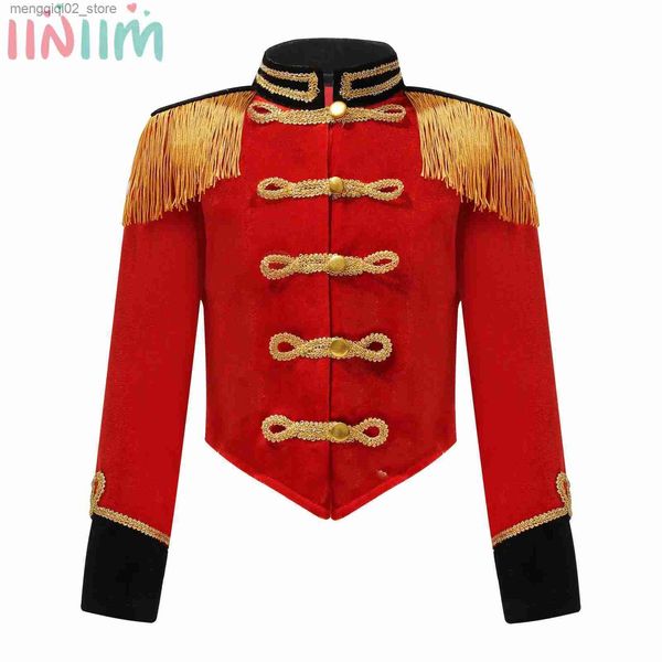 Thème Costume Enfants Filles Halloween Cirque Ringmaster Rôle Tops Col Montant Gland Veste Ringleader Batteur Major Cosplay Performance Venez Q231010