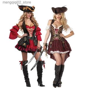 Costume à thème Lady Carnaval Halloween Pirates des Caraïbes Elizabeth Come Captain Huntress Clubwear Costume de jeu Cosplay Fantaisie Robe de soirée Q240307
