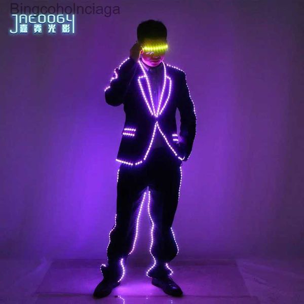 Thème Costume LED émettant de la lumière vient soirée lunettes colorées scène DJ atmosphère costume accessoires Halloween fluorescent ComesL231013