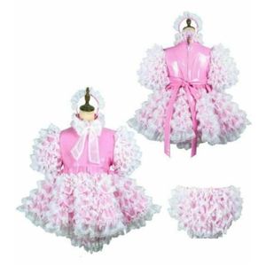 Themakostuum vergrendeling baby roze pvc sissy meid mini -jurk01234567979476001748136 drop levering kledingkostuums cosplay dh5g8