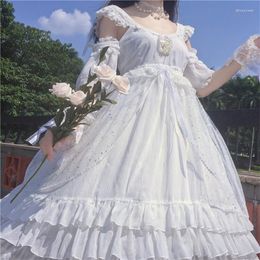 Disfraz temático Lolita Jsk Fairy Pure Summer Light White Wedding Off Shoulder Suspender Dress Anime Victorian Cosplay Kawaii Cos para mujeres