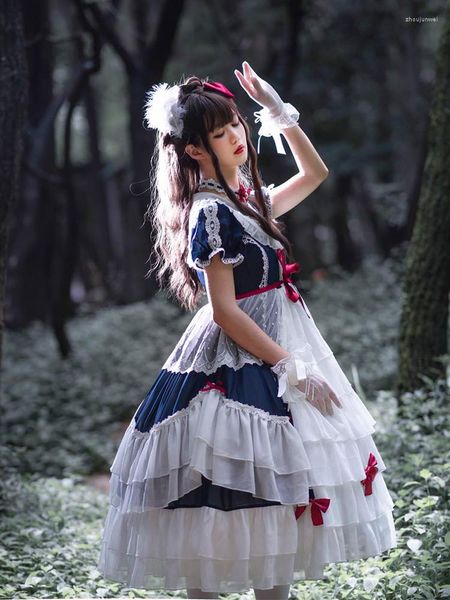 Thème Costume Lolita Kawaii Style blanc été à manches courtes princesse Loli robe fête victorienne robe de bal Vintage femmes japonaises